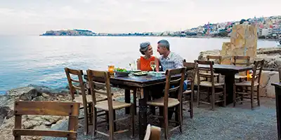 Couple Dining in Greece