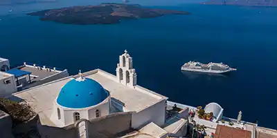 Seabourn ship in Santorini, Greece